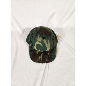 NOS VTG Green Camo Snapback Truckers Cap Duck Deer Hunting Short Bill Corduroy
